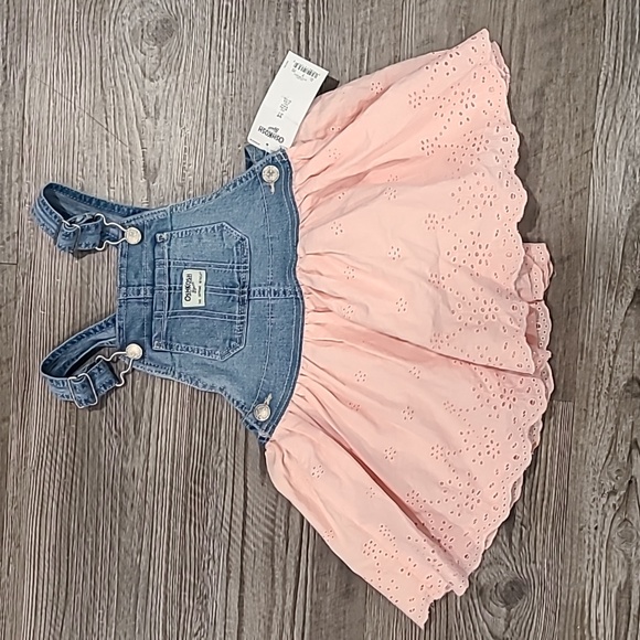 OshKosh B'gosh Other - OshKosh Overall Jumper Pink Eyelet Dress Size 3T